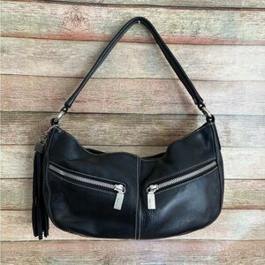 SOLD Vintage Y2K Black Leather Shoulder Bag